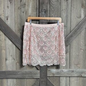 Free People Pink Metallic Sequin Mini Skirt NWT